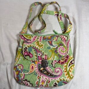 Vera Bradley "Tutti Frutti" Tote Bag Double Strap Pink Green Paisley RETIRED